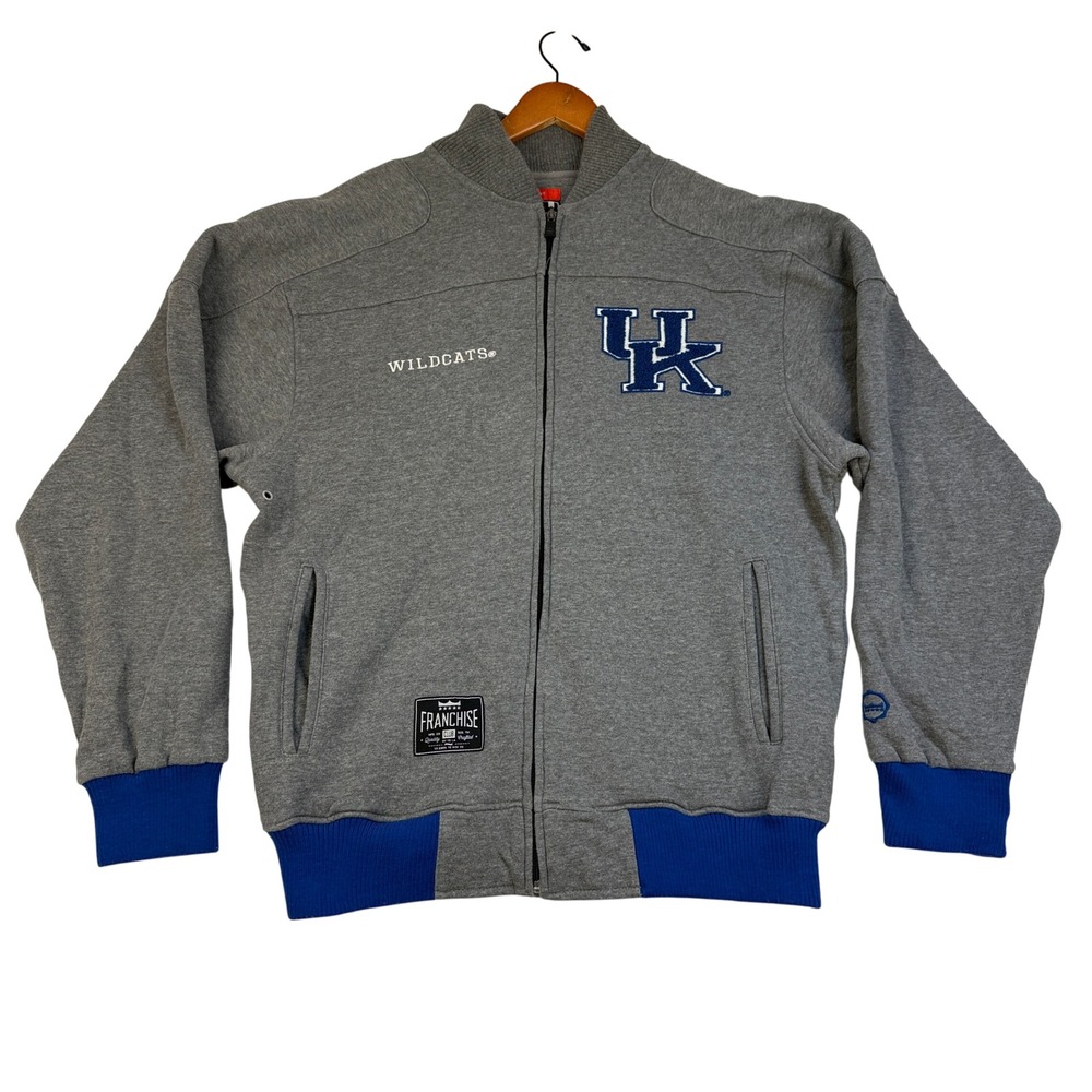 Kentucky Wildcats Franchise Club Full Zip Varsity Bomber Jacket Mens Small‎ Gray